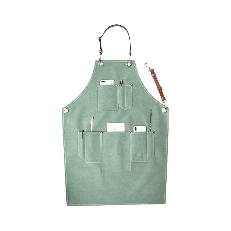 Barista Apron,Full Florist Apron For Women /& Men With Pockets And Leather Straps 2 Color Patterns