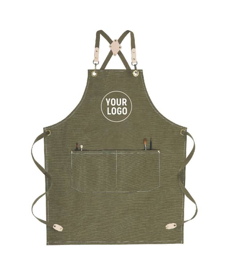 Personalized Water Resistant Full Durable Canvas Aprons With Cross Back Straps, For Restaurant,Kitchen,Cafe,Bakery Unisex Apron