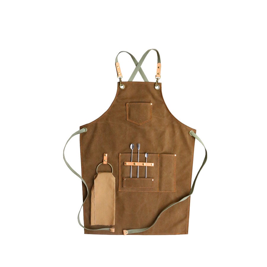 Barber Barista Bistro Barender Work Heavy Canvas Apron, Cadeau Personnalisé Fleuriste Shop Tabliers 