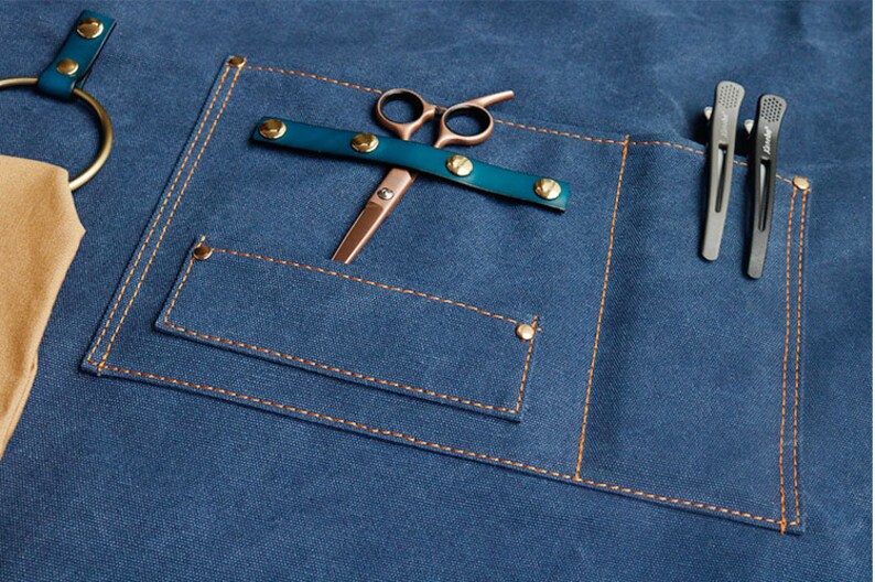 Personalized Apron For Women And Men With Leather Cross-Back Straps 3 Pockets 6 Patterns