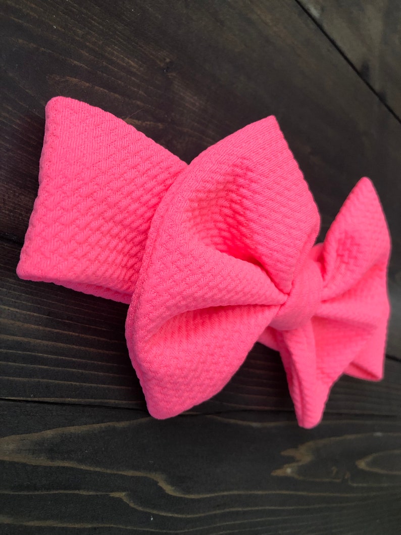 Neon Pink Textured Stretchy Baby Headband Infant Headband Baby Bow Infant Bow Large Bow