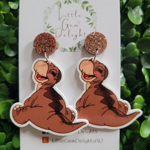 Baby Brown Dinosaur Statement Dangle Earrings