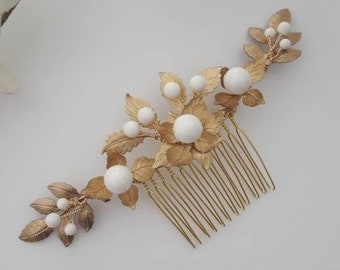 Wedding Hair Comb Mother of Bride Hairpiece Gold Decorative Headpiece Jewelry Leaf Accessory 3202