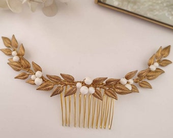 Gold Wedding Comb Bridal Headpiece Leaf Hair Piece 3410