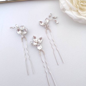 Crystal Hair Pins Silver Wedding Hair Jewelry Bridal Headpiece for Mother of Bride Groom 3378