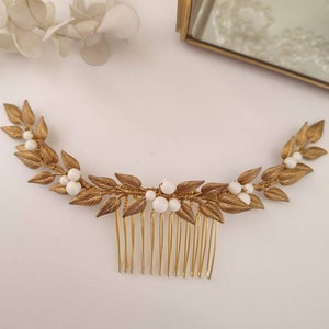 Gold Wedding Comb Bridal Headpiece Leaf Hair Piece 3410