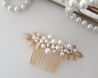 Pearl Comb Bridal Hair Piece Gold Wedding Accessory Silver Side Headpiece Mother of Bride Adornment Maid of Honor Gift 3293