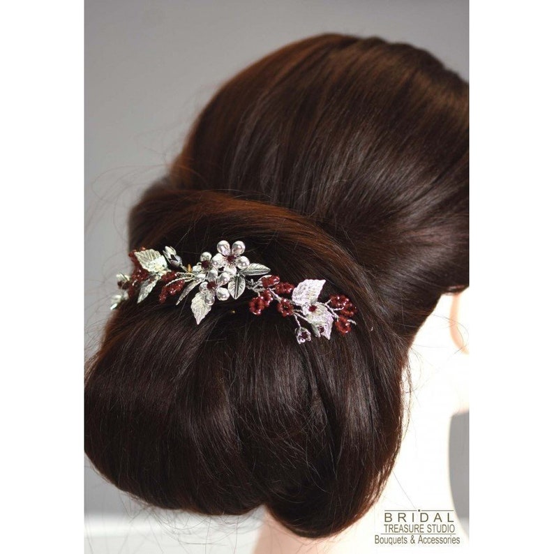 burgundy wedding hair pieces
