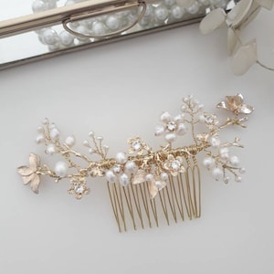 Wedding Hair Comb Gold Bridal Headpiece Decorative Hair Jewelry 3373