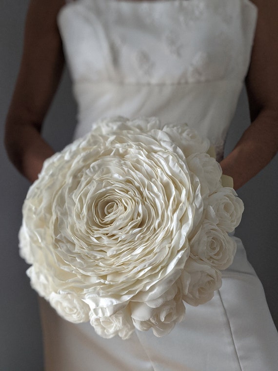 Large Rose Bouquet Wedding Bouquet Glamelia Fabric Bridal Etsy