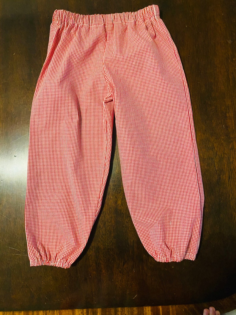 size 3T Toddler Pants with Elastic Ankle in Red Gingham