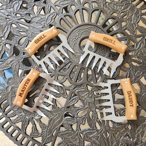 Wooden Meat Claws,Personalized BBQ Meat Claw, Shredders Stainless Steel BBQ Tools, BBQ Meat Lovers Gift, Set of 2 Meat Claws, Gift for him