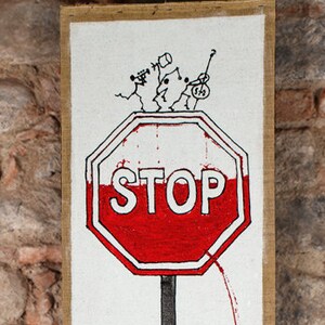 BEST STOP, Man Cave, Housewarming, Winelover, Wall Art Decor, Canvas Art Painting, Original Acrylic Art, Wine Lover Gift, Traffic Sign,