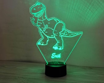 3D Dinosaur LED Lamp: Multicolor Night Light, Personalized Kids Decor