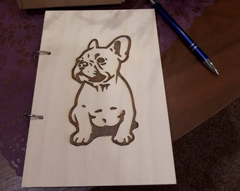 Engraved Wooden Dog Notebook: Personalized A5 Sketchbook