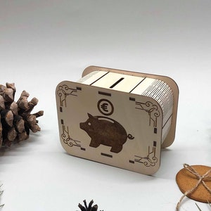 Cute Piggy Bank, Wooden Money Box, Wood Animal Money Box, Coin Piggy Bank, Money Bank, Piggy Box, Piggy,Money Box,Gift for Kid&#39;s,Simple gift