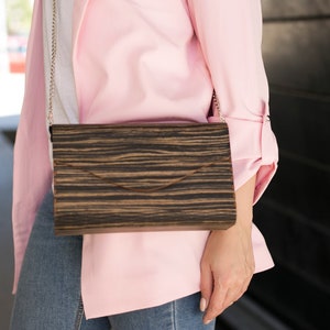 Wood Bag, Ebony Amarone Wood Bag, Wooden clutch bag, Wooden purse, Ladies Bag, Evening clutch, Modern clutch, Wooden handbag, Gift for Her