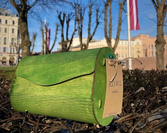 Lawn Green Wooden Clutch: Eco-Friendly Ladies Evening Bag