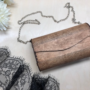 Walnut Brown Wooden clutch, Wooden Bag, Ladies Bags, Crossbody bag, Evening clutch, Modern clutch, Wooden handbag, Valentines day gift
