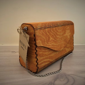 Marigold Orange Pine Wood Clutch Bag: Ladies Evening Handbag