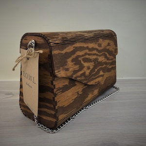 Walnut Brown Wood Bag,Wooden clutch bag,Wooden purse,Pine Tree Wood,Ladies Bag,Evening clutch,Modern clutch,Wooden handbag,Gift for Her,