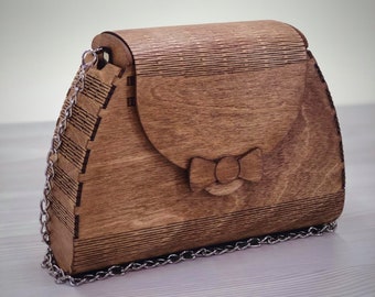 Walnut Brown Wooden clutch, Wooden Bag, Ladies Bags, Crossbody bag, Evening clutch, Modern clutch, Wooden handbag, Gift for her, Cute bag