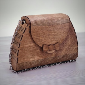Walnut Brown Wooden clutch, Wooden Bag, Ladies Bags, Crossbody bag, Evening clutch, Modern clutch, Wooden handbag, Gift for her, Cute bag