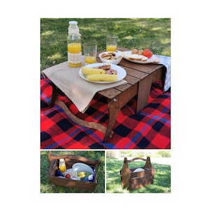 Folding Picnic Basket Table 2in1,Wood Picnic Table,Picnic Basket,Camping Basket,Outdoor Basket,Outdoor Picnic Table,Folding Picnic Table, image 1