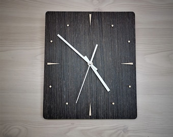 Black Oak Veneer Wall Clock: Modern Wooden Kitchen Decor