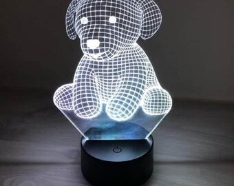 3D Teddy Bear Illusion Lamp: Multicolor LED Night Light