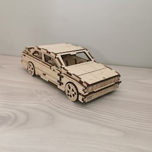 Wooden 3D Puzzle, BMW E30 M3 Construction Kit,Wood Puzzle,3D Puzzle,Assembling game,Building Game,Wood Constructor Toy,Kids Wooden Model image 1