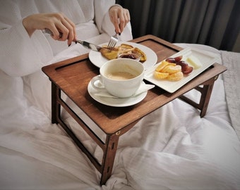 Bed Breakfast Table,Serving Tray,Folding Serving Tray,Kids tray,Snack Tray,Study in Bed,Wood Tray,Breakfast tray,Food tray,Anniversary Gift