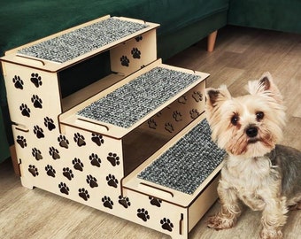 Plywood Pet Stairs: Carpeted Dog Step for Couch or Bed