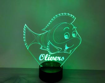 3D Fish Illusion Lamp: Multicolor LED Kids Night Light, Personalized