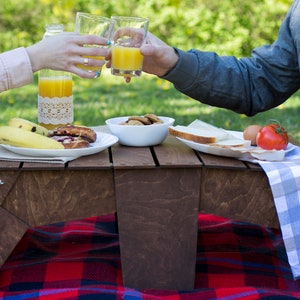 Folding Picnic Basket Table 2in1,Wood Picnic Table,Picnic Basket,Camping Basket,Outdoor Basket,Outdoor Picnic Table,Folding Picnic Table, image 9