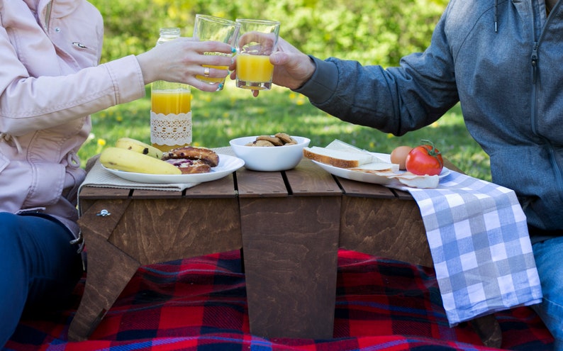 Folding Picnic Basket Table 2in1,Wood Picnic Table,Picnic Basket,Camping Basket,Outdoor Basket,Outdoor Picnic Table,Folding Picnic Table, image 9