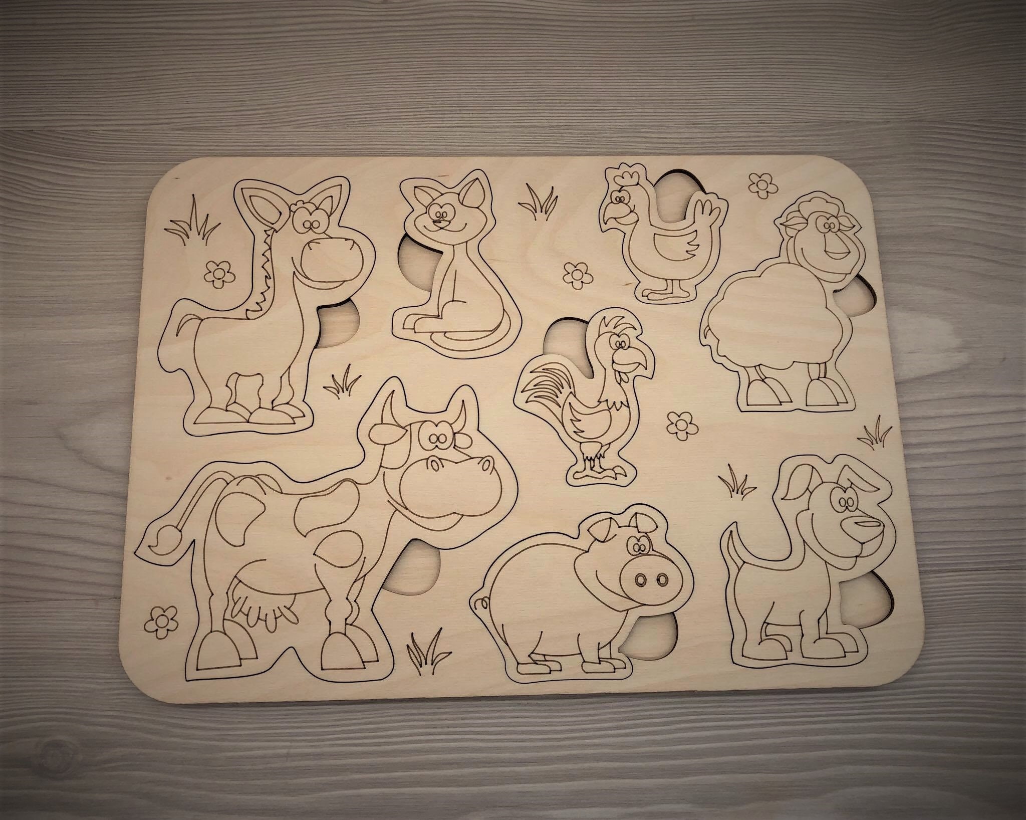 Wooden Animal Puzzle: Montessori Educational Toy for Kids - Etsy