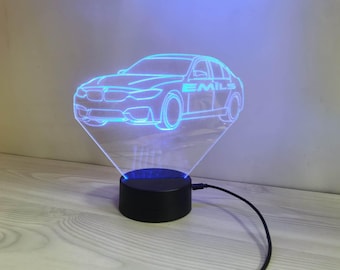3D Car Illusion Lamp – Multicolor LED Night Light, Personalized