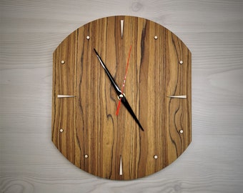 Olive Veneer Wood Wall Clock: Modern Kitchen Decor