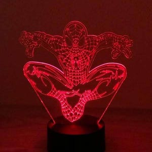 3D Spiderman Illusion Lamp - Multicolor LED Night Light for Home Decor, Bedroom, Kids room lamp, Personalized lamp, Superhero lamp