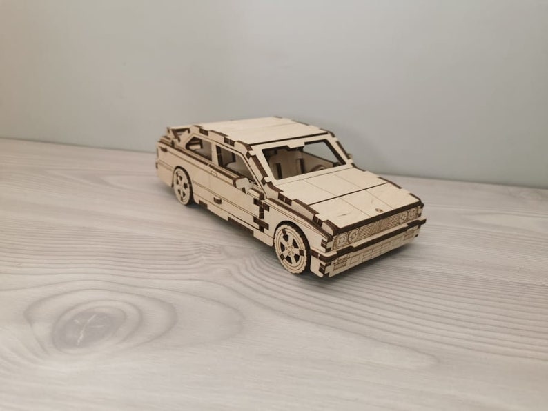 Wooden 3D Puzzle, BMW E30 M3 Construction Kit,Wood Puzzle,3D Puzzle,Assembling game,Building Game,Wood Constructor Toy,Kids Wooden Model image 1