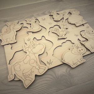 Wooden Animal Puzzle: Montessori Educational Toy for Kids