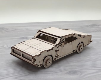 Wooden 3D Dodge Charger 1969 Construction Kit,Wood Puzzle,3D Puzzle,Assembling game,Building Game,Wood Constructor Toy,Kids Wooden Model