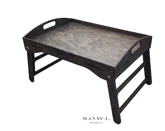 Folding Bed Tray: Birch Wood Breakfast Serving Tray