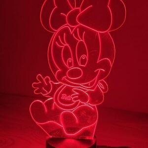 3D Minnie Illusion Lamp - Multicolor LED Night Light for Home Decor, Bedroom, Kids room lamp, Personalized lamp, Animal lamp