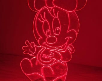 3D Minnie Mouse Lamp: Multicolor LED Night Light, Kids Room Decor