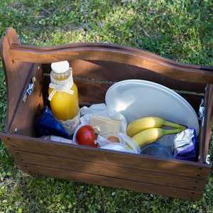 Folding Picnic Basket Table 2in1,Wood Picnic Table,Picnic Basket,Camping Basket,Outdoor Basket,Outdoor Picnic Table,Folding Picnic Table, image 2