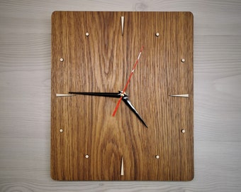 English Oak Veneer Wall Clock: Modern Wooden Kitchen Decor