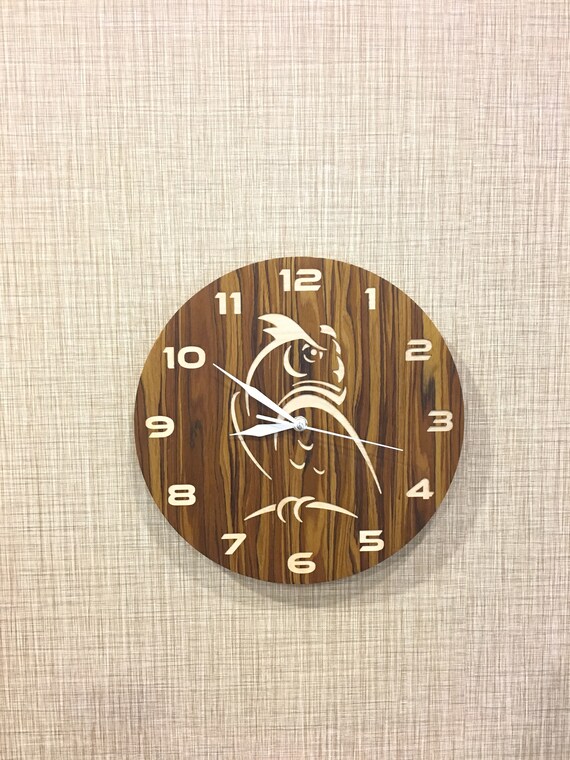 Wooden Owl Clock Wall Wood Plywood