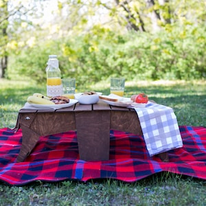 Folding Picnic Basket Table 2in1,Wood Picnic Table,Picnic Basket,Camping Basket,Outdoor Basket,Outdoor Picnic Table,Folding Picnic Table, image 10